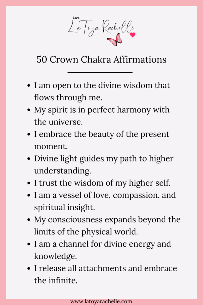 affirmations for crown chakra