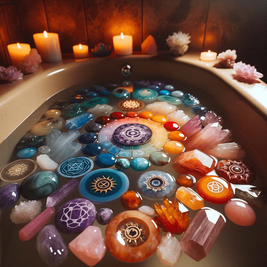 chakra stones bath