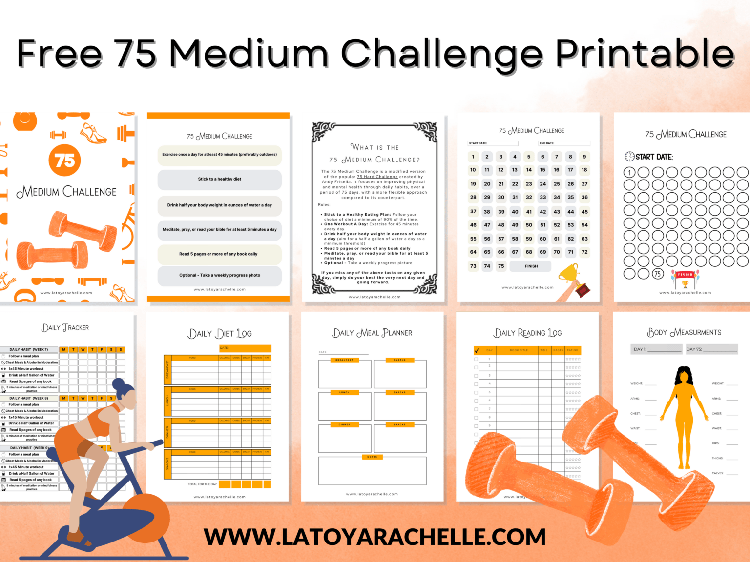 Free 75 Medium Challenge Printable Tracker - New! - LaToya Rachelle
