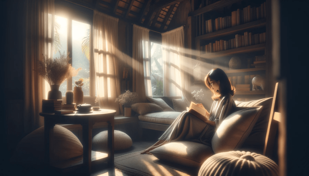 woman reading a book